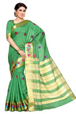Mimosa Green Tussar Silk Kanjivaram Style Saree With Blouse 2
