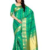 Mimosa Green Art Silk Kanjivaram Style Saree With Blouse