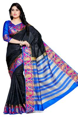 Mimosa Black Tussar Silk Kanjivaram Style Saree With Blouse 2