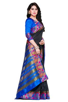 Mimosa Black Tussar Silk Kanjivaram Style Saree With Blouse 3