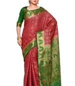 Mimosa Coral Tussar Silk Patola Kanjivaram Style Saree With Blouse