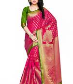 Mimosa Pink Art Silk Faux Kanjivaram Style Saree With Blouse