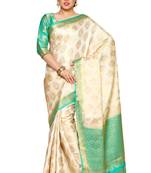 Mimosa Beige Art Silk Kanjivaram Style Saree With Blouse