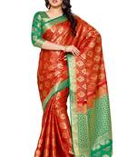 Mimosa Rust Art Silk Kanjivaram Style Saree With Blouse
