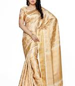 Mimosa Beige Art Silk Kanjivaram Style Saree With Blouse