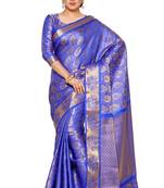 Mimosa Blue Art Silk Kanjivaram Style Saree With Blouse