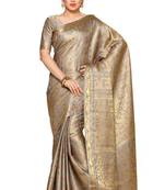 Mimosa Taupe Art Silk Kanjivaram Style Saree With Blouse