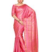 Mimosa Pink Art Silk Kanjivaram Style Saree With Blouse