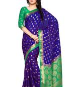 Mimosa Navy Blue Faux Kanjivaram Style Saree With Blouse