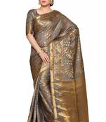 Mimosa Taupe Art Silk Patola Kanjivaram Style Saree With Blouse