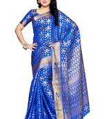 Mimosa Blue Art Silk Kanjivaram Style Saree With Blouse