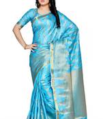 Mimosa turquoise blue art silk kanjivaram style saree with blouse