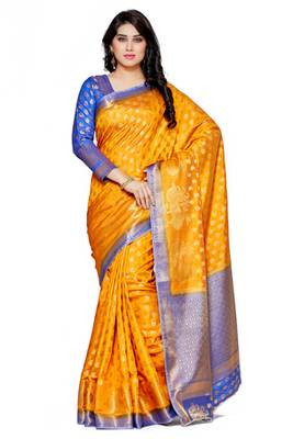 Mimosa Gold Art Silk Faux Kanjivaram Style Saree With Blouse 1
