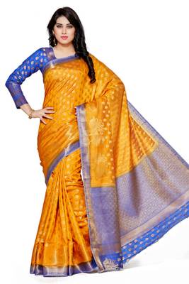 Mimosa Gold Art Silk Faux Kanjivaram Style Saree With Blouse 2