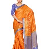 Mimosa Orange Art Silk Kanjivaram Style Saree With Blouse