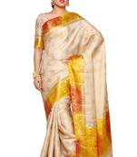 Mimosa Beige Art Silk Kanjivaram Style Saree With Blouse
