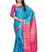 Mimosa Turquoise Blue Art Silk Faux Kanjivaram Style Saree With Blouse