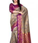 Mimosa Blue Art Silk Kanjivaram Style Saree With Blouse