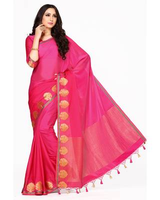 Mimosa Pink Kanjivaram Style Saree With Blouse 1