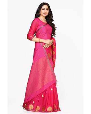 Mimosa Pink Kanjivaram Style Saree With Blouse 2