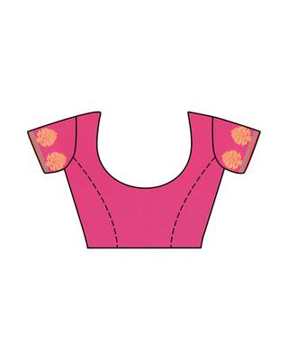 Mimosa Pink Kanjivaram Style Saree With Blouse 4