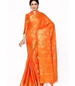 Mimosa Orange Art Silk Kanjivaram Style Saree With Blouse