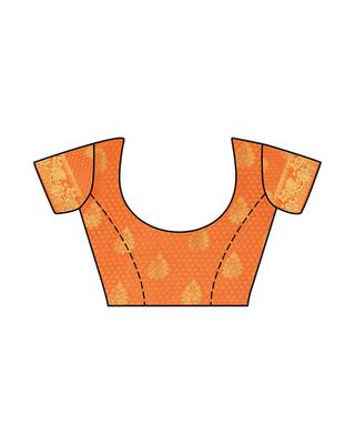 Mimosa Orange Art Silk Kanjivaram Style Saree With Blouse 5