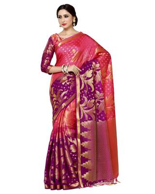 Mimosa Multi Art Silk Kanjivaram Style Saree With Blouse 1