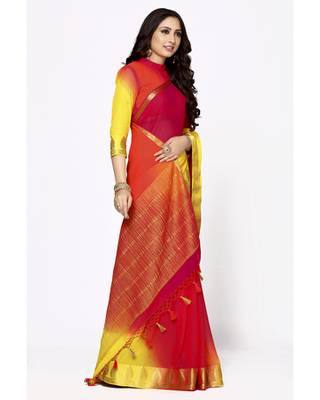Mimosa Multi Chiffon Kanjivaram Style Saree With Blouse 2