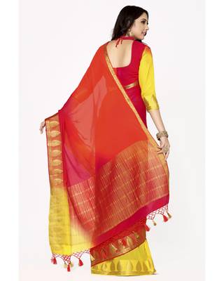 Mimosa Multi Chiffon Kanjivaram Style Saree With Blouse 4