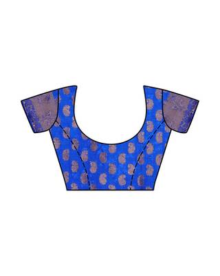 Mimosa Turquoise Blue Art Silk Kanchipuram Style Saree With Blouse 4
