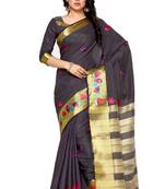 Mimosa Charcoal Tussar Silk Faux Kanjivaram Style Saree With Blouse