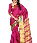 Mimosa Pink Tussar Silk Kanjivaram Style Saree With Blouse