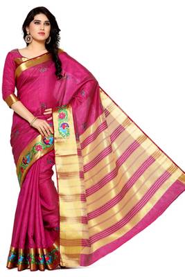 Mimosa Pink Tussar Silk Kanjivaram Style Saree With Blouse 2