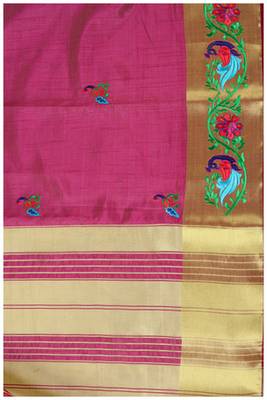 Mimosa Pink Tussar Silk Kanjivaram Style Saree With Blouse 4