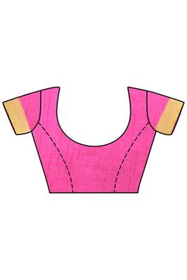 Mimosa Pink Tussar Silk Kanjivaram Style Saree With Blouse 5