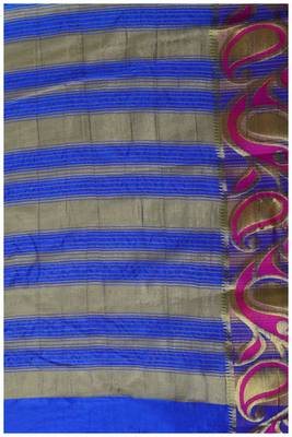 Mimosa Blue Tussar Silk Kanjivaram Style Saree With Blouse 4