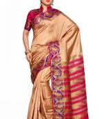 Mimosa Brown Tussar Silk Kanjivaram Style Saree With Blouse