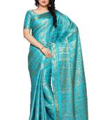 Mimosa Turquoise Blue Art Silk Kanjivaram Style Saree With Blouse