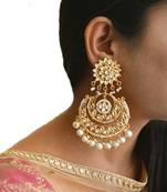 Krystal White Kundan Chandbali Earrings