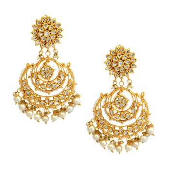Krystal White Kundan Chandbali Earrings 2