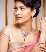 Shruti Hassan designer pink saree with blouse