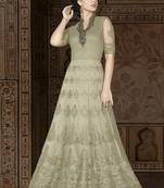 Lime Embroidered Net Semi Stitched Anarkali Suit