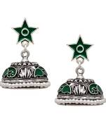 Green Color Beads Oxidised Jhumka Earrings
