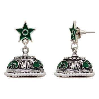 Green Color Beads Oxidised Jhumka Earrings 2