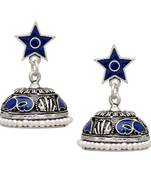Blue Color Beads Oxidised Jhumka Earrings