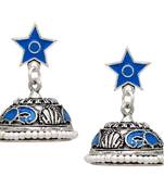 Aqua Color Beads Oxidised Jhumka Earrings