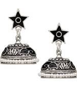 Black Color Beads Oxidised Jhumka Earrings