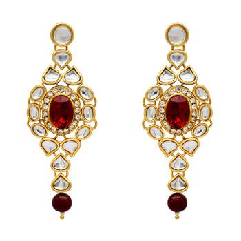 Maroon Color Imitation Pearl Kundan Necklace With Earring & Maang Tikka 2