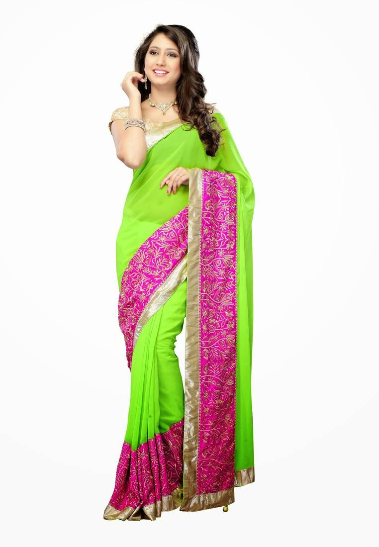 Sridevi Bollywood Replica Green Georgette party wear designer Saree